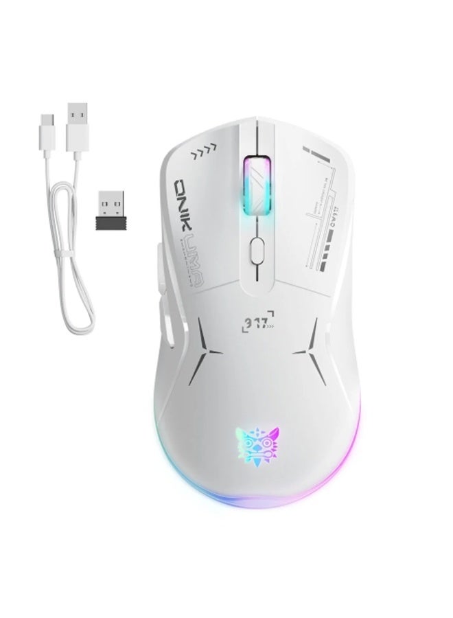 onikuma CW917 RGB Dual Mode Gaming Mouse with 2.4GHz Wireless & Wired Type-C Connectivity, Adjustable DPI up to 4800, Rechargeable 400mAh Battery, Ergonomic Design, RGB Lighting Effects for PC and Laptop Gaming - Image 1